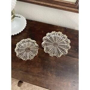 Vintage Glass Ashtrays Hazel Atlas Art Deco Crystal Round Nesting Ashtrays